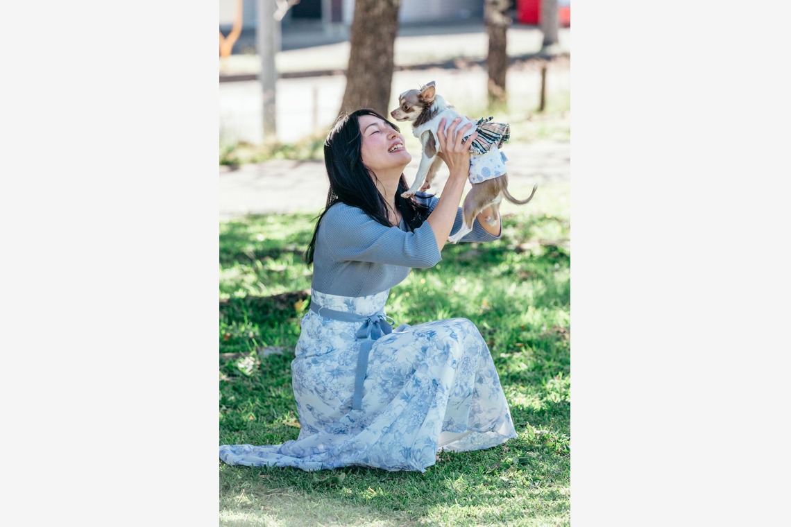 ポートレート沖縄が出張撮影した家族写真(キッズ,ベビーフォト)などが写った「ペット撮影」の家族写真