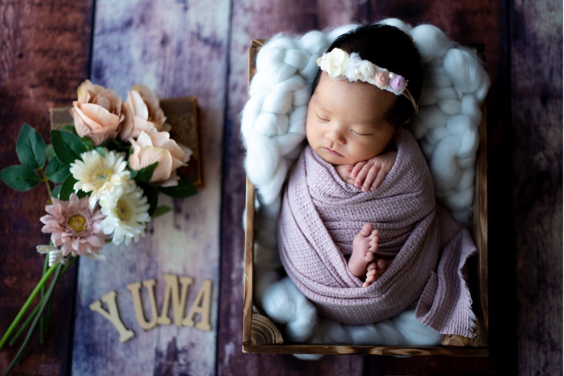 サキヤマ リエが撮影した「ピンク系・うさぎのぬいぐるみ・女の子のニューボーンフォト 」の写真