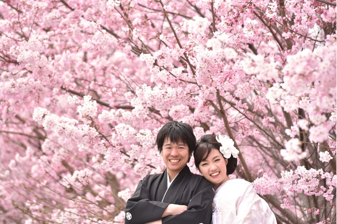 キキフォトワークスが撮影した「桜の季節の和装前撮り」の写真