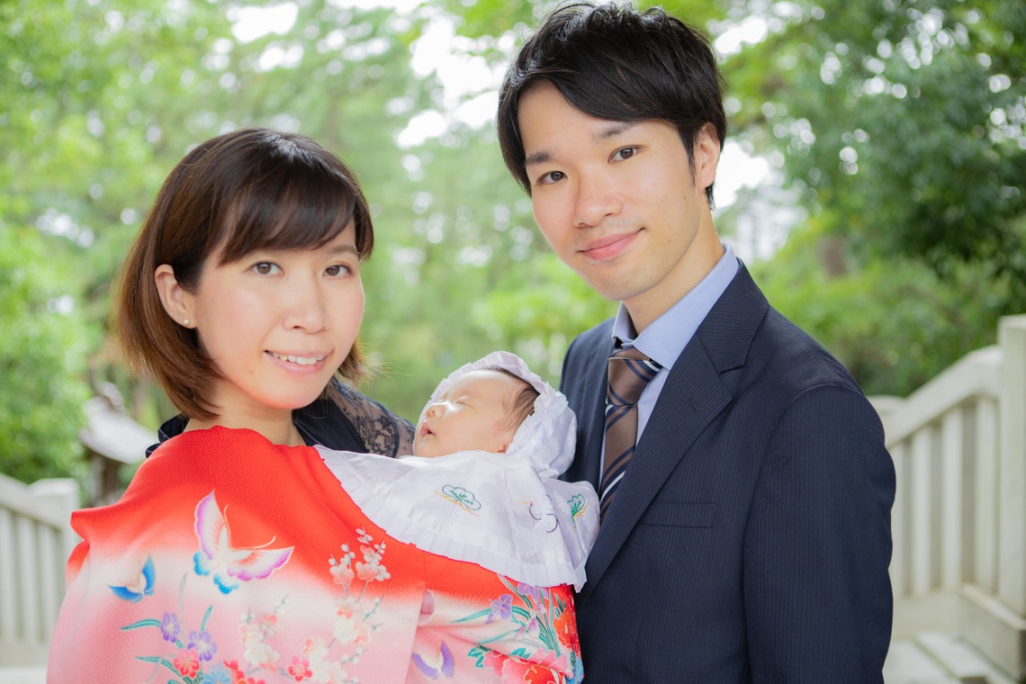 橋本祐里子（まるちゃん）が撮影した「仲良し親族のお宮参り＠稲毛浅間神社」の写真