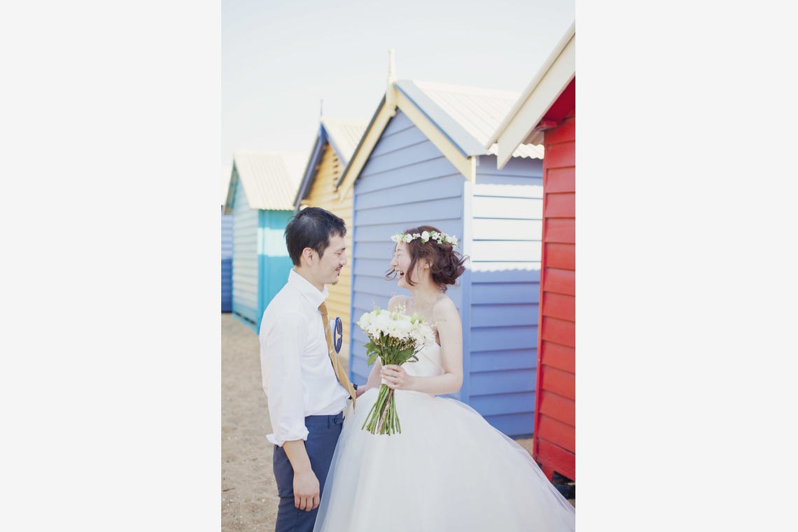 Rina Smile Photography（Rina Kakioka Kusters）が撮影した「海外ウェディング@Brighton Beach, Melbourne」の写真