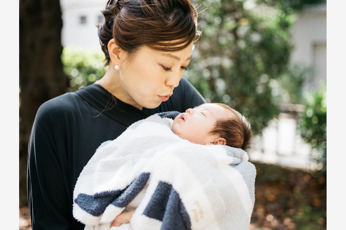 植村由理が出張撮影した家族写真(キッズ,ベビーフォト)などが写った「お宮参り　＠水天宮」の家族写真