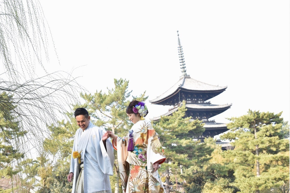 キキフォトワークスが撮影した「Pre Weddingphotoshoot at Nara with kimono in spring to summer」の写真