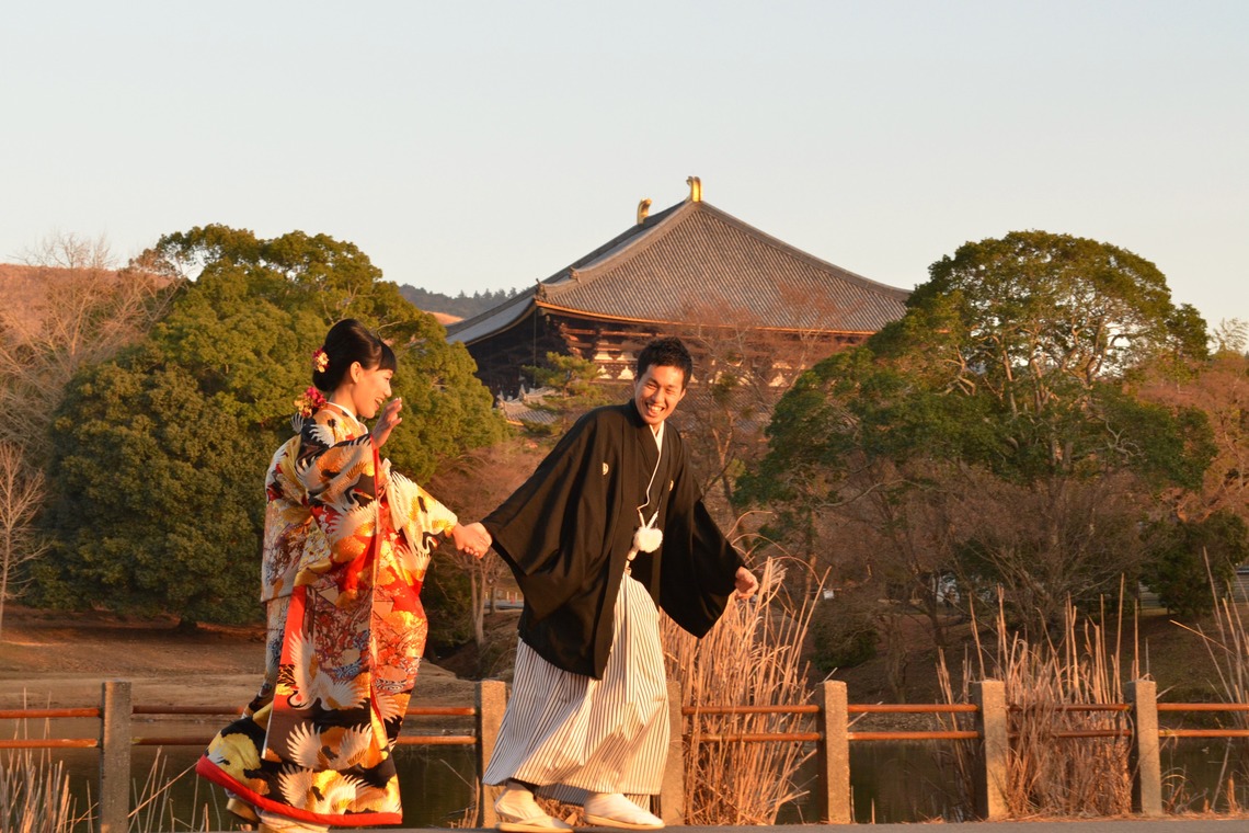 Photo of Pre Weddingphotoshoot at Nara with kimono in autumn taken by Kiki photo works