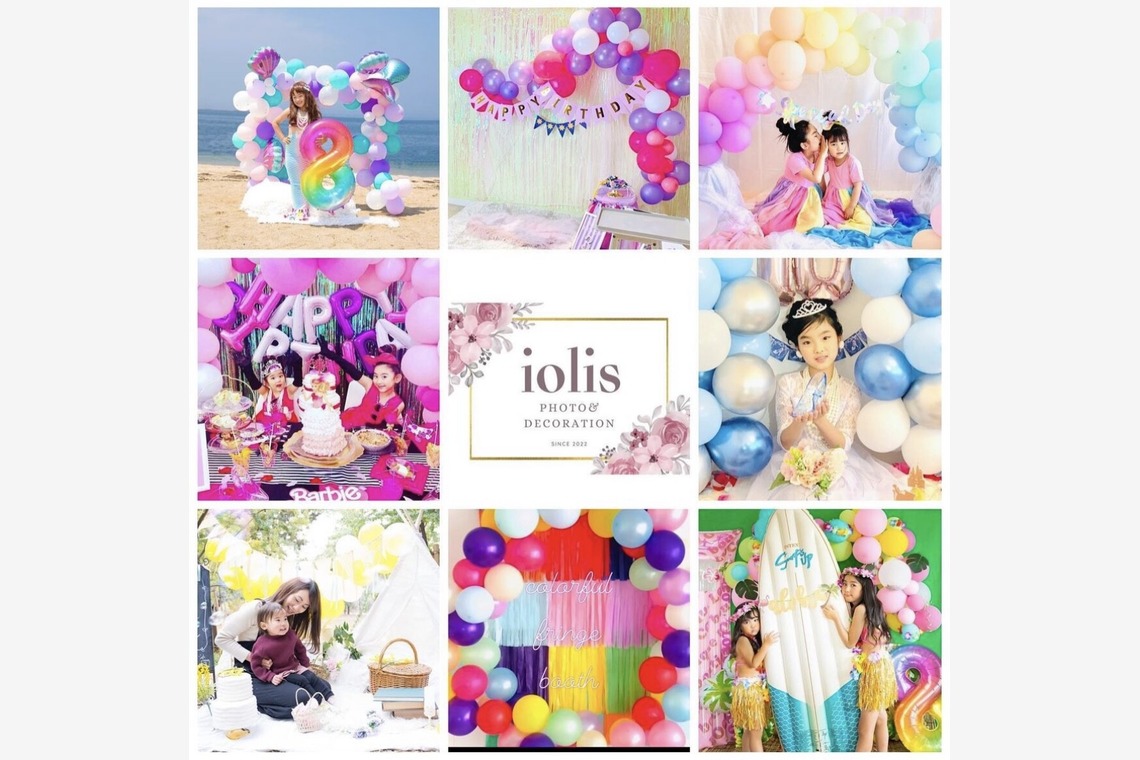 iolis photo&decorationが出張撮影した家族写真(キッズ,ベビーフォト)などが写った「名古屋市内出張、国際会議場、百貨店、ビーチ、公園などのロケにも対応致します」の家族写真
