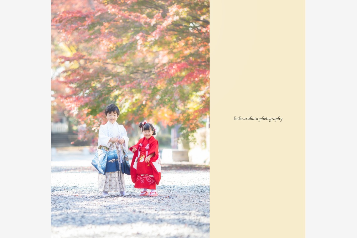 荒畑けいこが出張撮影した家族写真(キッズ,ベビーフォト)などが写った「七五三（５歳、３歳）」の家族写真