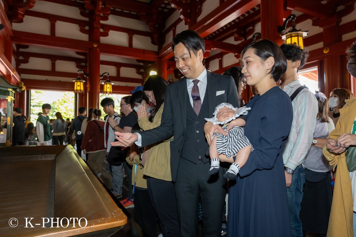 大森光太郎・K-PHOTOが出張撮影した家族写真(キッズ,ベビーフォト)などが写った「お宮参り撮影」の家族写真