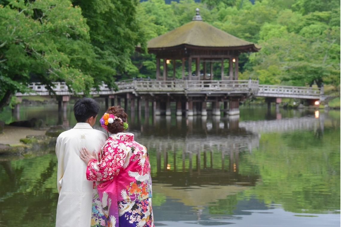 キキフォトワークスが撮影した「新緑の奈良で着物での結婚式の前撮り」の写真
