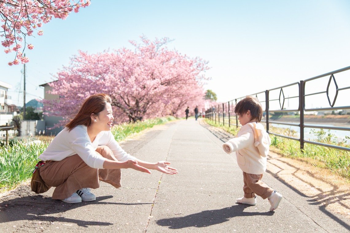 ゆのみふぉとが出張撮影した家族写真(キッズ,ベビーフォト)などが写った「桜とお写真」の家族写真