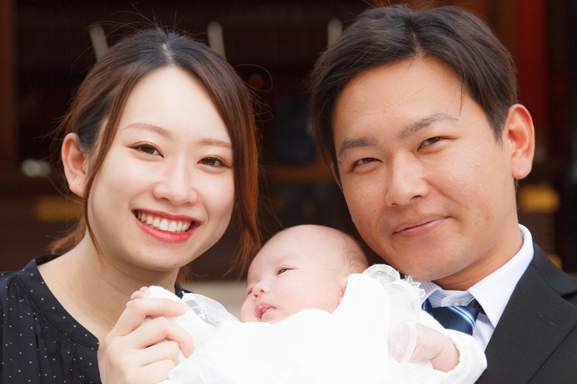 中井企画が出張撮影した家族写真(キッズ,ベビーフォト)などが写った「お宮参り」の家族写真