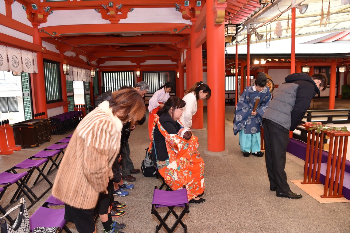 梶田　誠が出張撮影した家族写真(キッズ,ベビーフォト)などが写った「神戸生田神社　宮参り」の家族写真