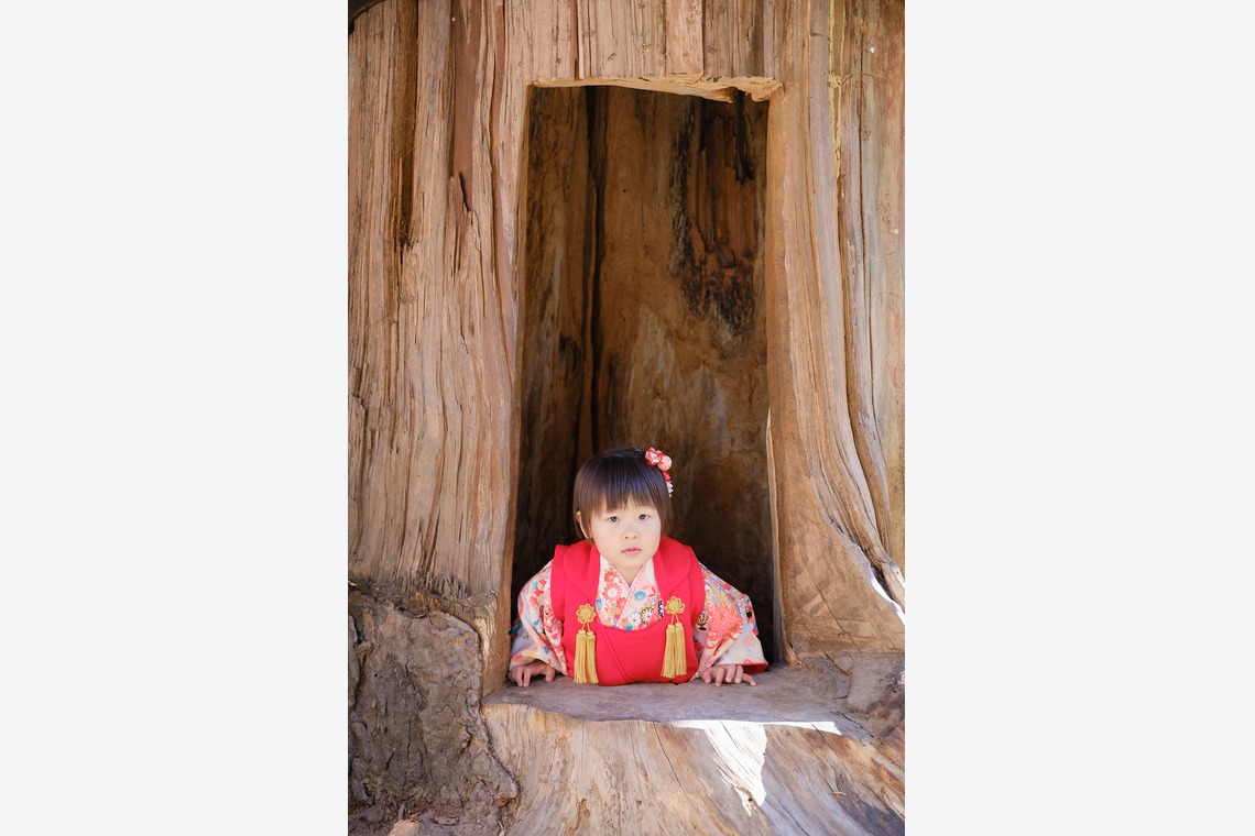 高夏写真店が出張撮影した家族写真(キッズ,ベビーフォト)などが写った「七五三の撮影」の家族写真