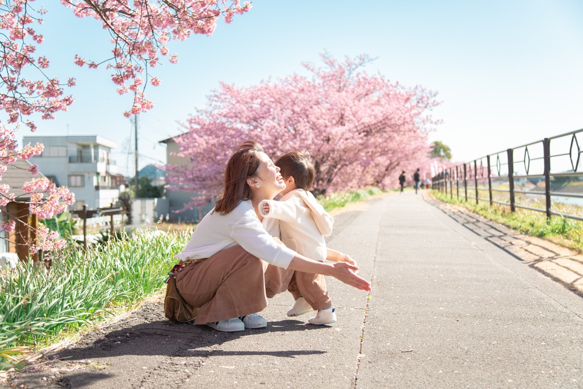 ゆのみふぉとが出張撮影した家族写真(キッズ,ベビーフォト)などが写った「桜とお写真」の家族写真