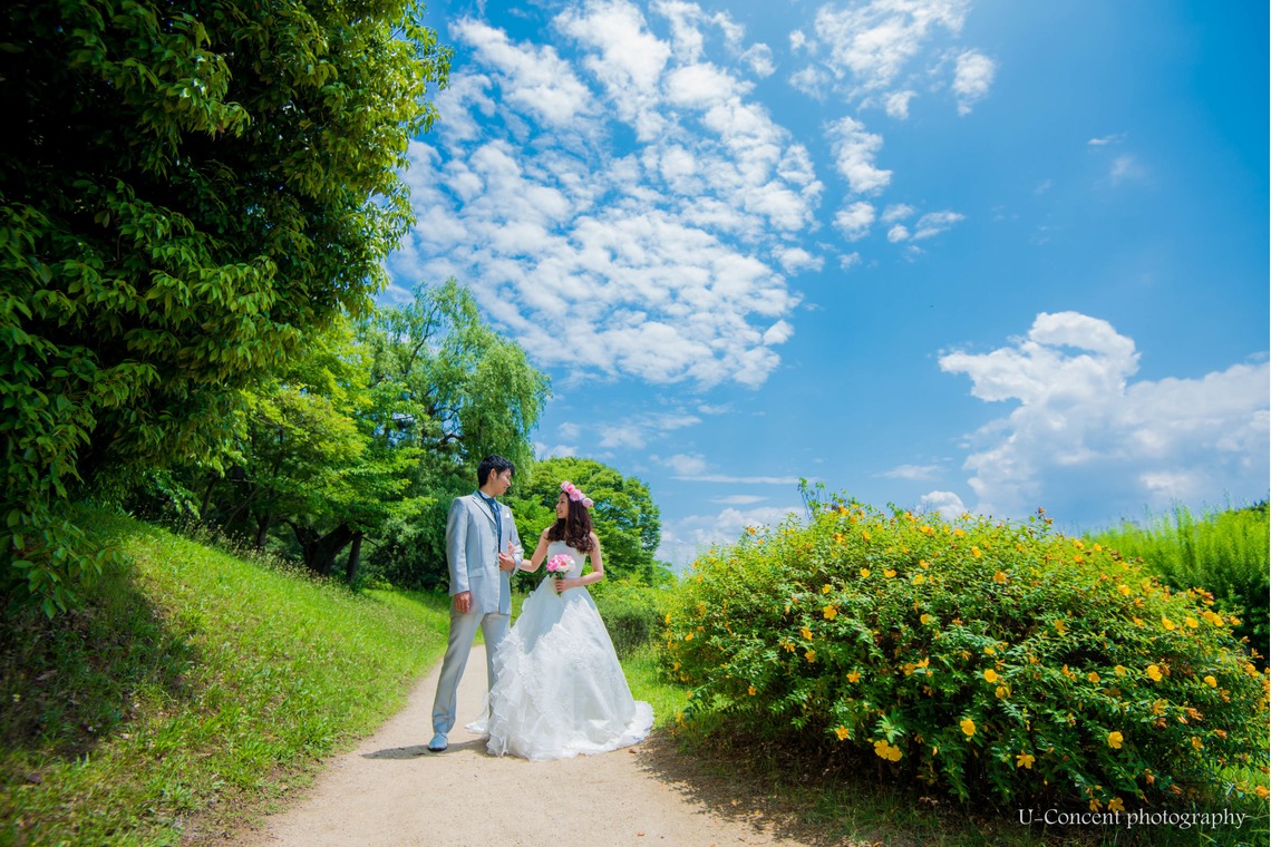 U-CONCENT (香川裕貴)が撮影した「ドレスロケーション前撮り宝ヶ池・賀茂社賀茂川」の写真