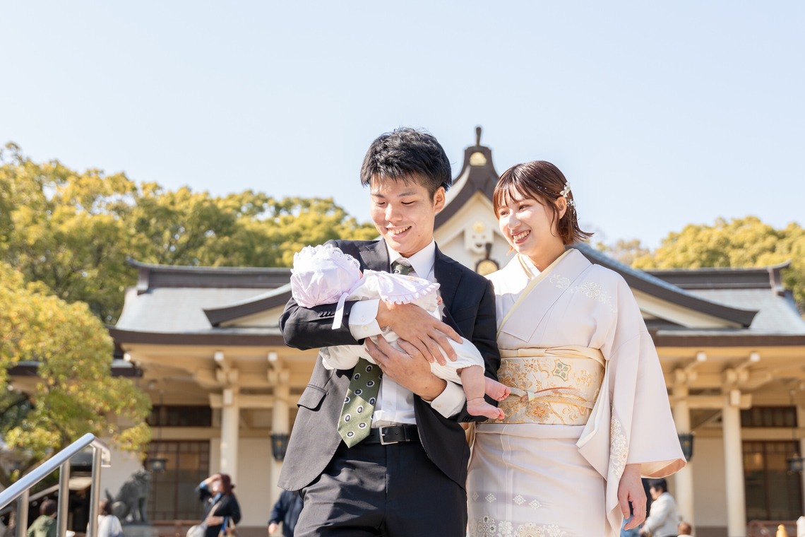 むらたたかしが出張撮影した家族写真(キッズ,ベビーフォト)などが写った「お宮参り（関西・大阪・兵庫）」の家族写真