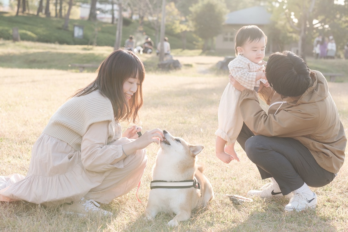 高夏写真店が出張撮影した家族写真(キッズ,ベビーフォト)などが写った「家族写真の撮影」の家族写真