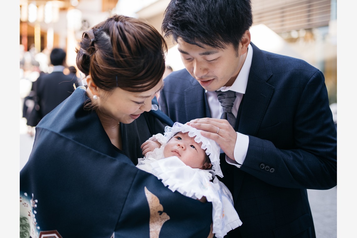 植村由理が出張撮影した家族写真(キッズ,ベビーフォト)などが写った「お宮参り　＠水天宮」の家族写真
