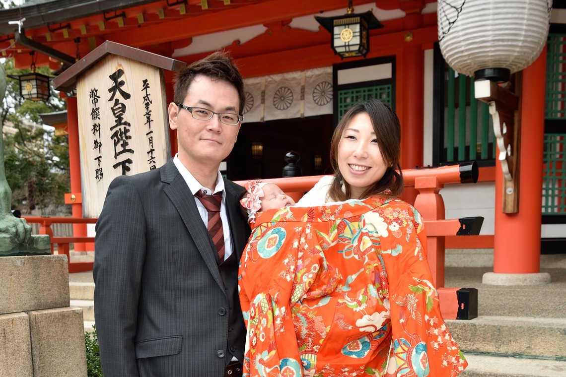 梶田　誠が出張撮影した家族写真(キッズ,ベビーフォト)などが写った「神戸生田神社　宮参り」の家族写真