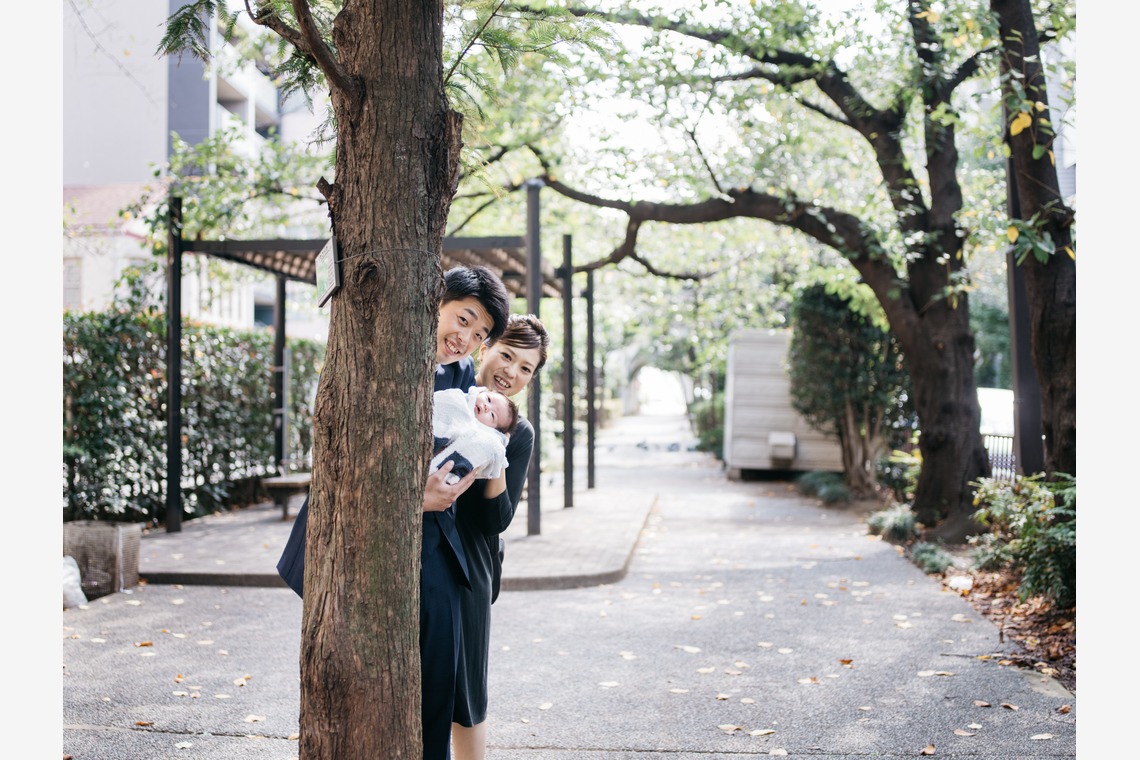 植村由理が出張撮影した家族写真(キッズ,ベビーフォト)などが写った「お宮参り　＠水天宮」の家族写真