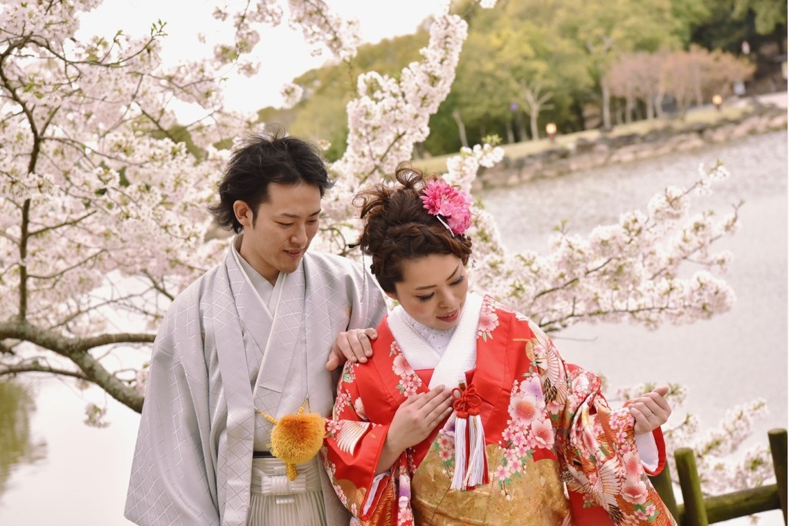 キキフォトワークスが撮影した「桜の季節の和装前撮り」の写真