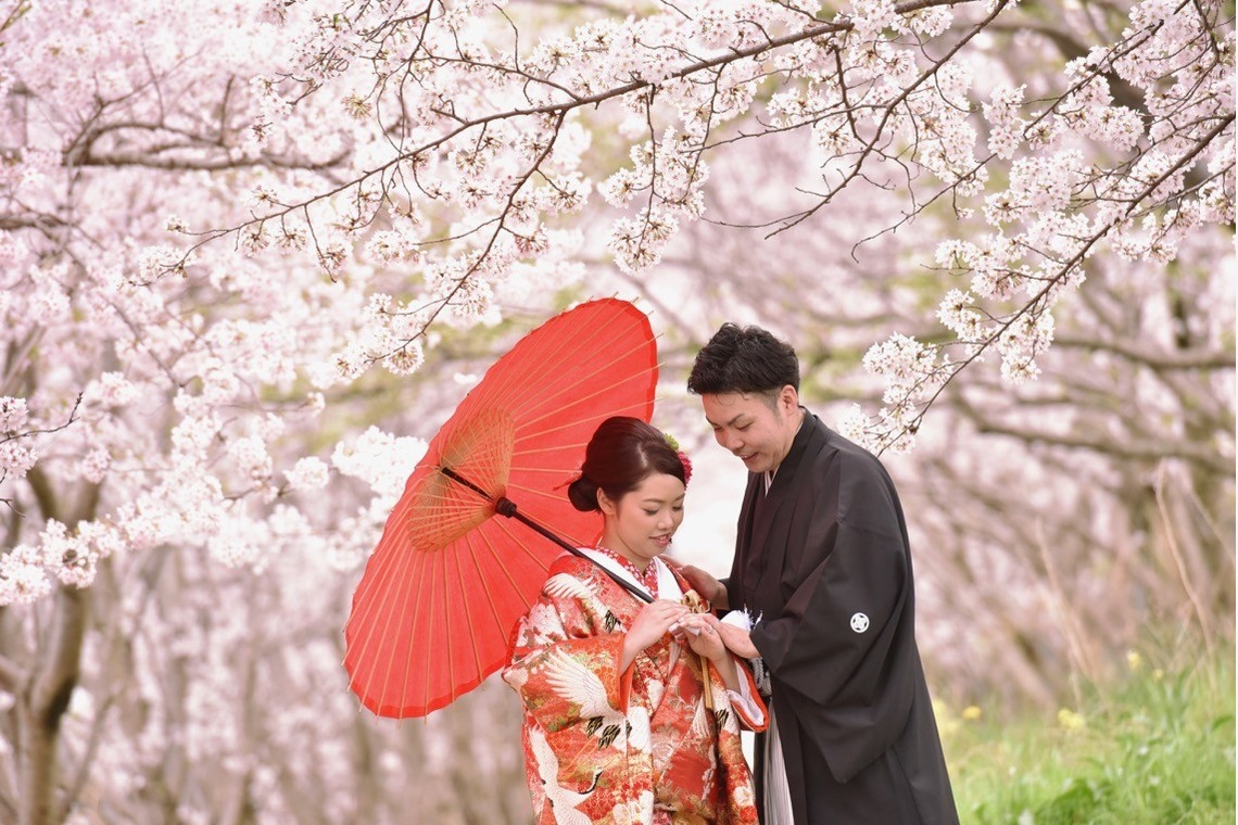 キキフォトワークスが撮影した「桜の季節の和装前撮り」の写真