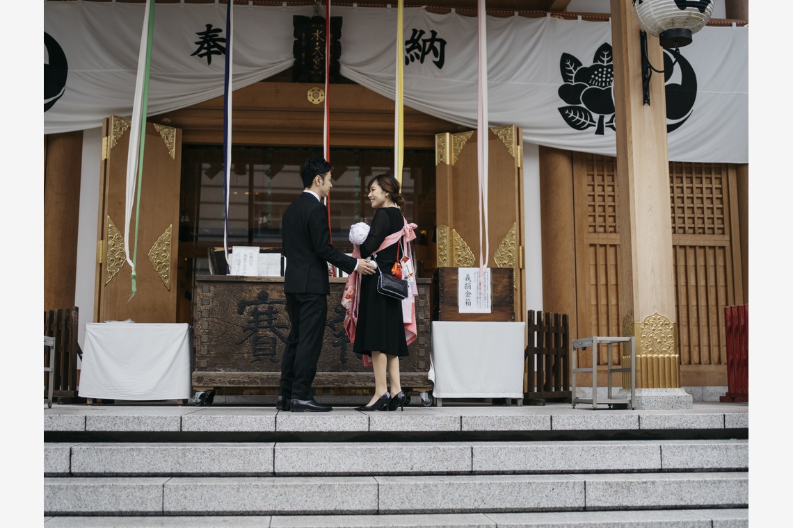 植村由理が出張撮影した家族写真(キッズ,ベビーフォト)などが写った「お宮参り at 水天宮」の家族写真