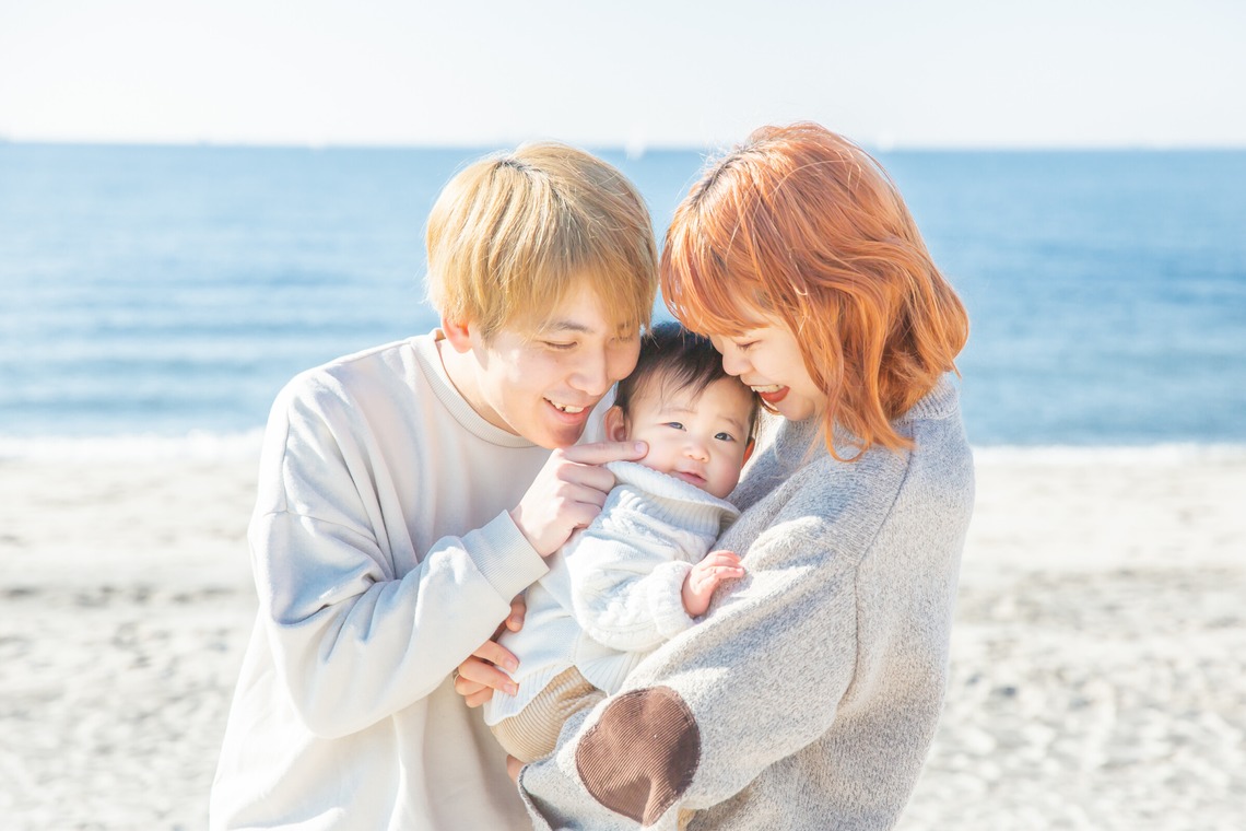 今泉秀樹が出張撮影した家族写真(キッズ,ベビーフォト)などが写った「稲毛海岸」の家族写真