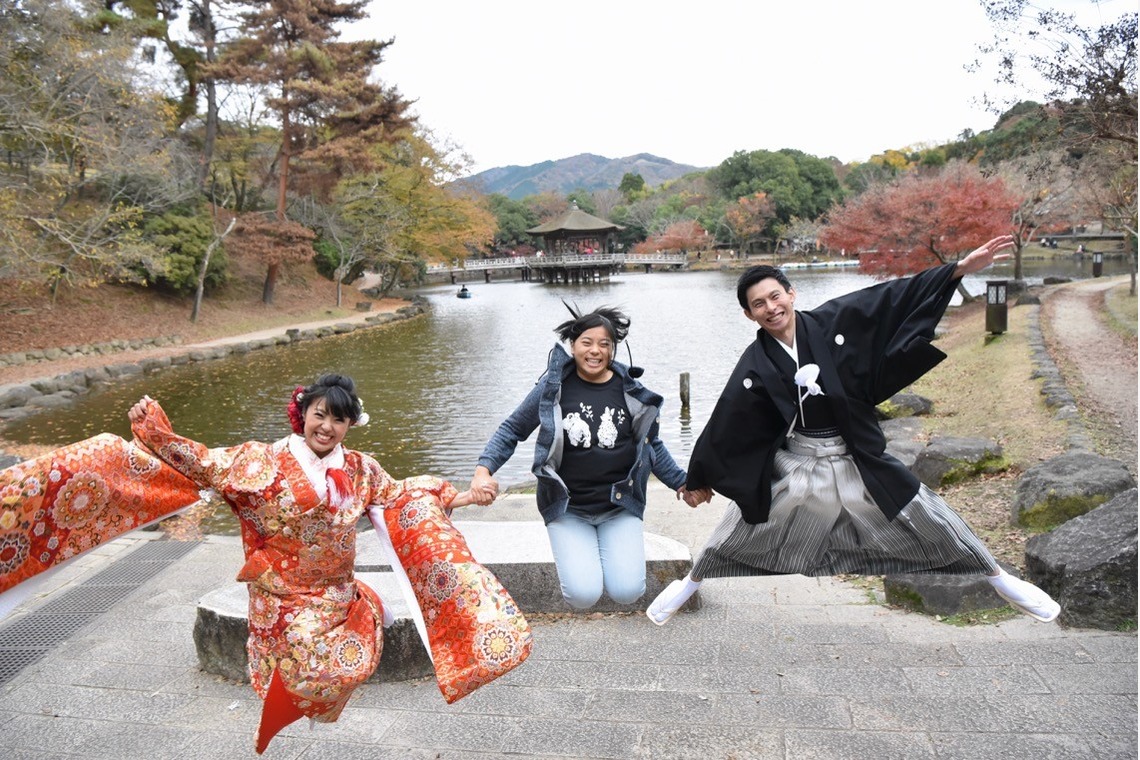 Photo of Pre Weddingphotoshoot at Nara with kimono in autumn to winter taken by Kiki photo works