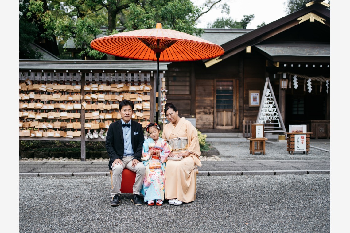 植村由理が出張撮影した家族写真(キッズ,ベビーフォト)などが写った「七五三　＠神明社　横浜」の家族写真
