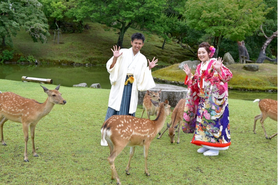キキフォトワークスが撮影した「新緑の奈良で着物での結婚式の前撮り」の写真