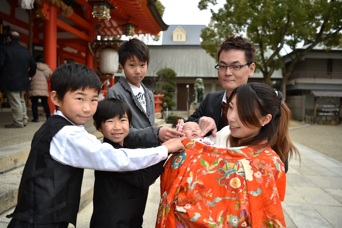 梶田　誠が出張撮影した家族写真(キッズ,ベビーフォト)などが写った「神戸生田神社　宮参り」の家族写真