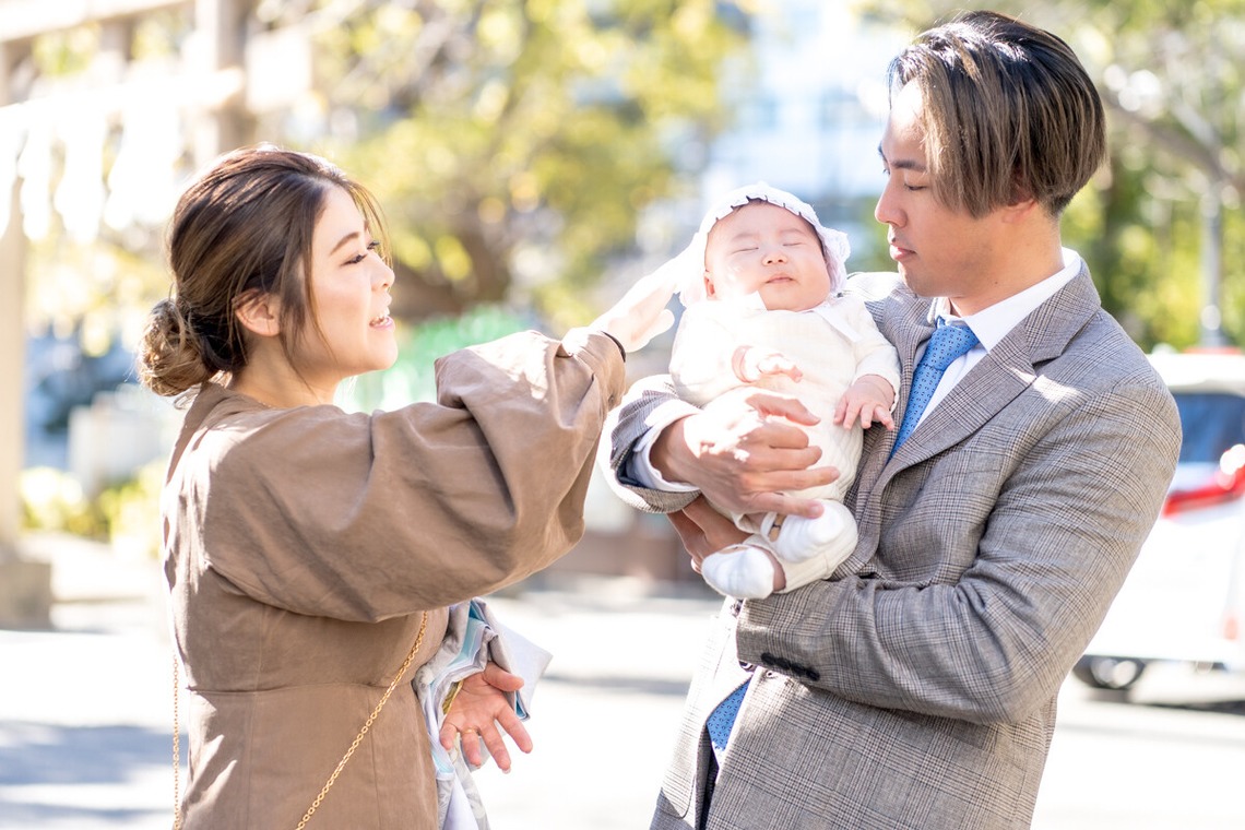 森元こずえが出張撮影した家族写真(キッズ,ベビーフォト)などが写った「お宮参り」の家族写真