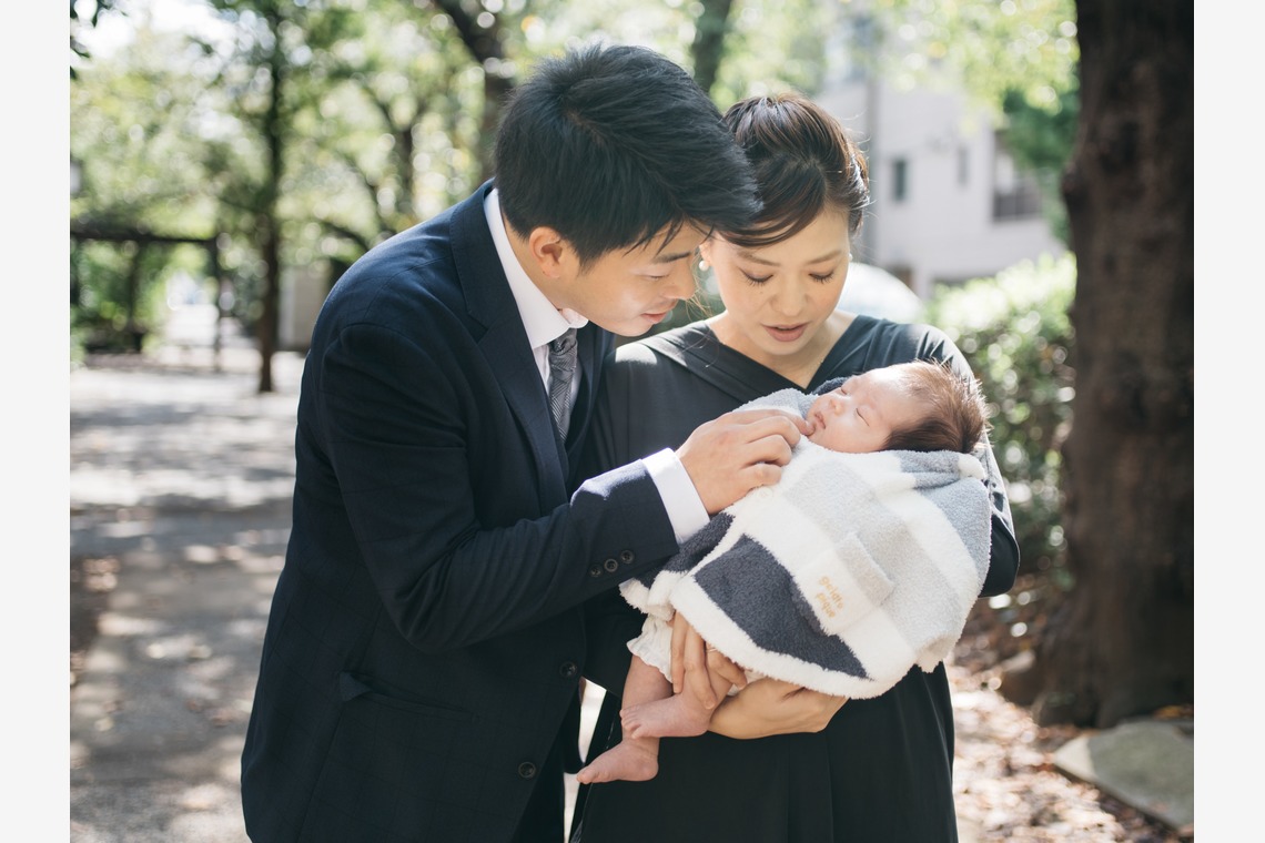 植村由理が出張撮影した家族写真(キッズ,ベビーフォト)などが写った「お宮参り　＠水天宮」の家族写真