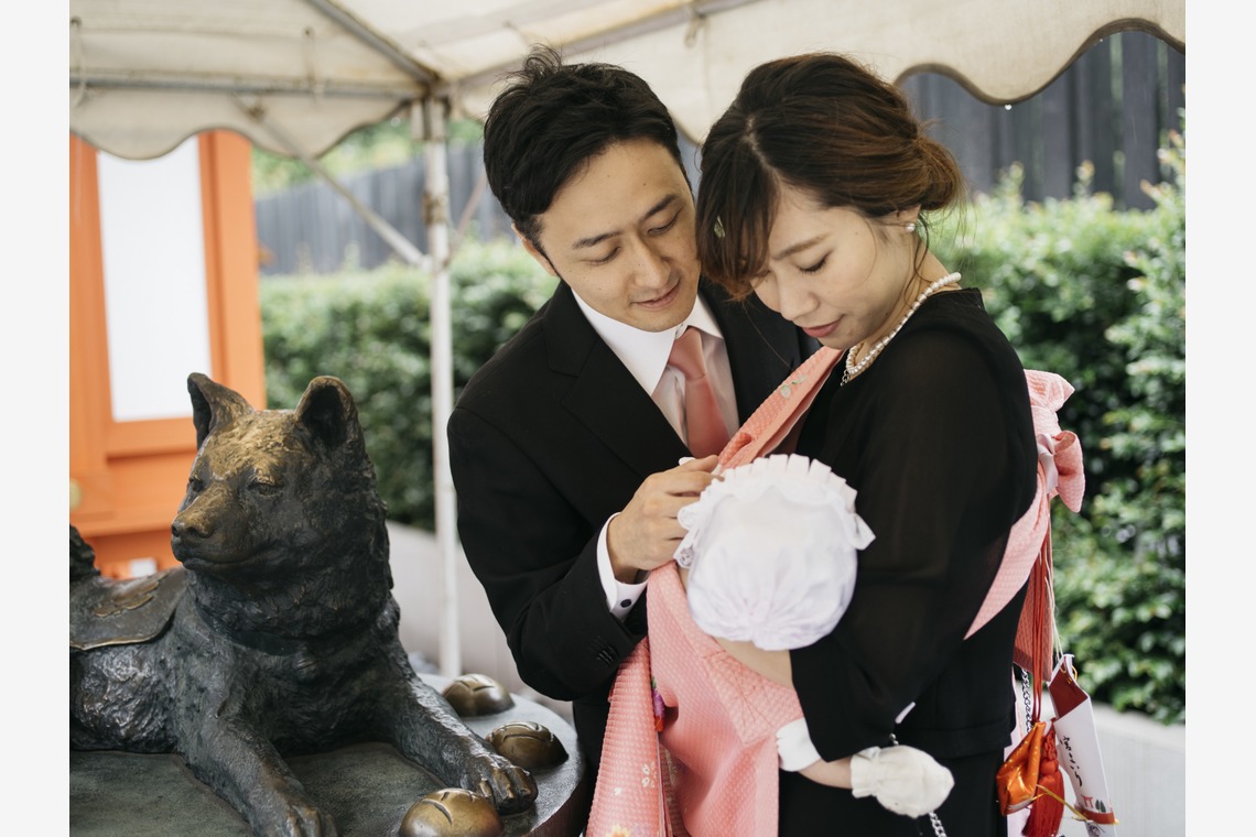 植村由理が出張撮影した家族写真(キッズ,ベビーフォト)などが写った「お宮参り at 水天宮」の家族写真