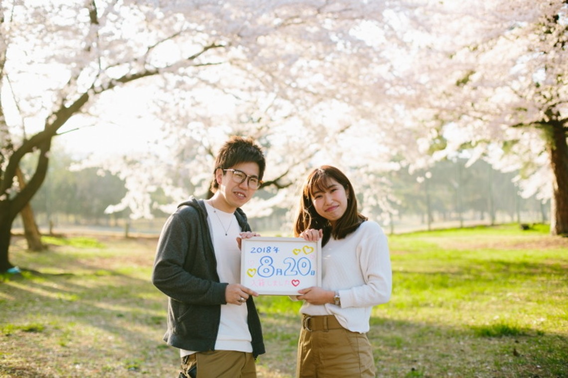 タカラモノ.foto　群馬の出張撮影カメラマンが撮影した「桜エンゲージメントフォト at　群馬県前橋市」の写真