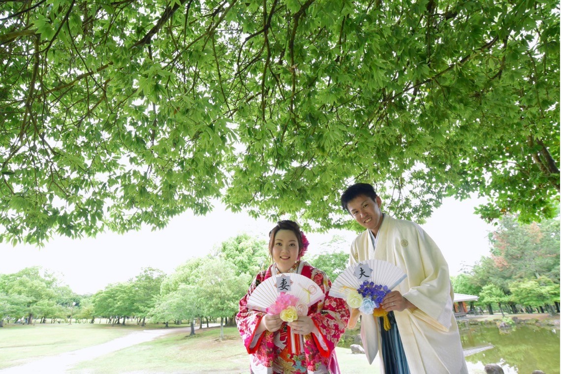 キキフォトワークスが撮影した「新緑の奈良で着物での結婚式の前撮り」の写真