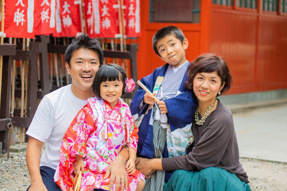 出張撮影サービス「ミライフォト」が撮影した「仲良し家族ペアで七五三撮影」の写真