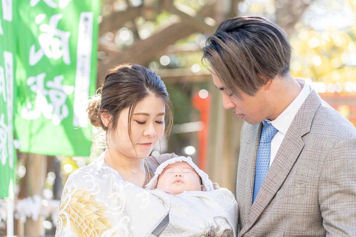 森元こずえが出張撮影した家族写真(キッズ,ベビーフォト)などが写った「お宮参り」の家族写真