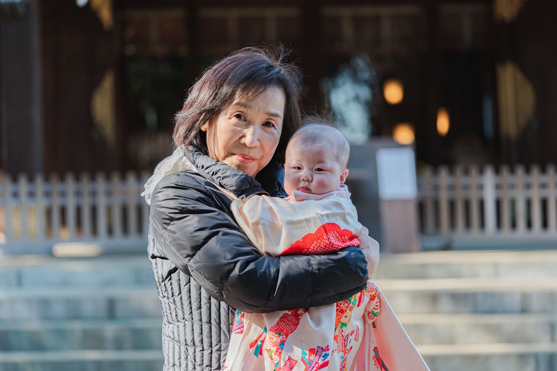 玉城　肇が出張撮影した家族写真(キッズ,ベビーフォト)などが写った「お宮参り撮影」の家族写真