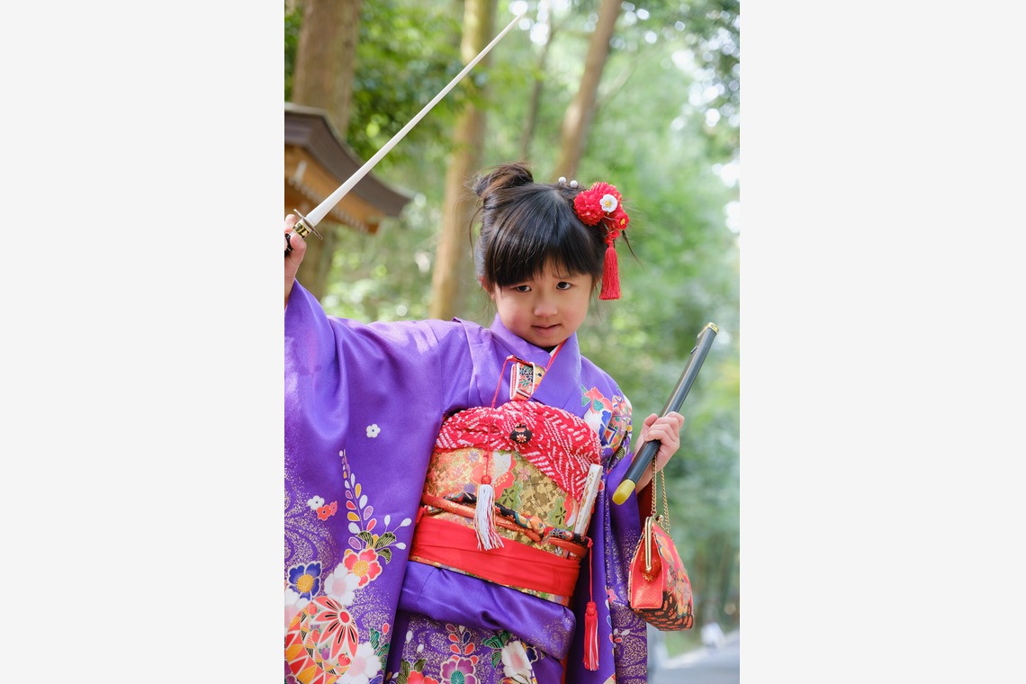 高夏写真店が出張撮影した家族写真(キッズ,ベビーフォト)などが写った「七五三の撮影」の家族写真