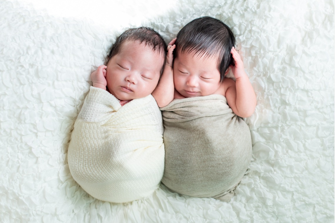 サキヤマ リエが撮影したスタジオ撮影のアルバム「白&ベージュ系・ひつじ＆犬・男女の双子ちゃんのニューボーンフォト」