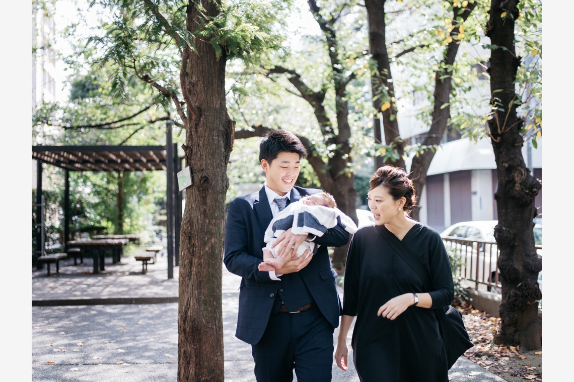 植村由理が出張撮影した家族写真(キッズ,ベビーフォト)などが写った「お宮参り　＠水天宮」の家族写真