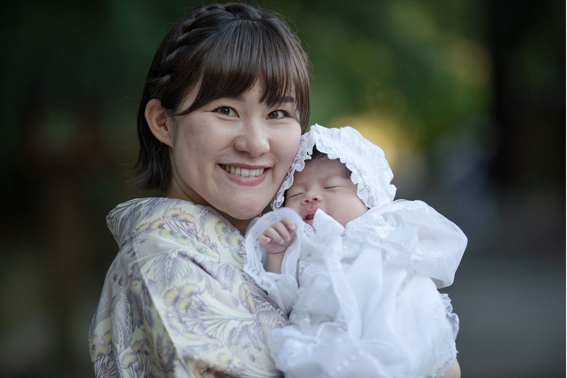 福永写真事務所が出張撮影した家族写真(キッズ,ベビーフォト)などが写った「お宮参り（石上神宮）」の家族写真