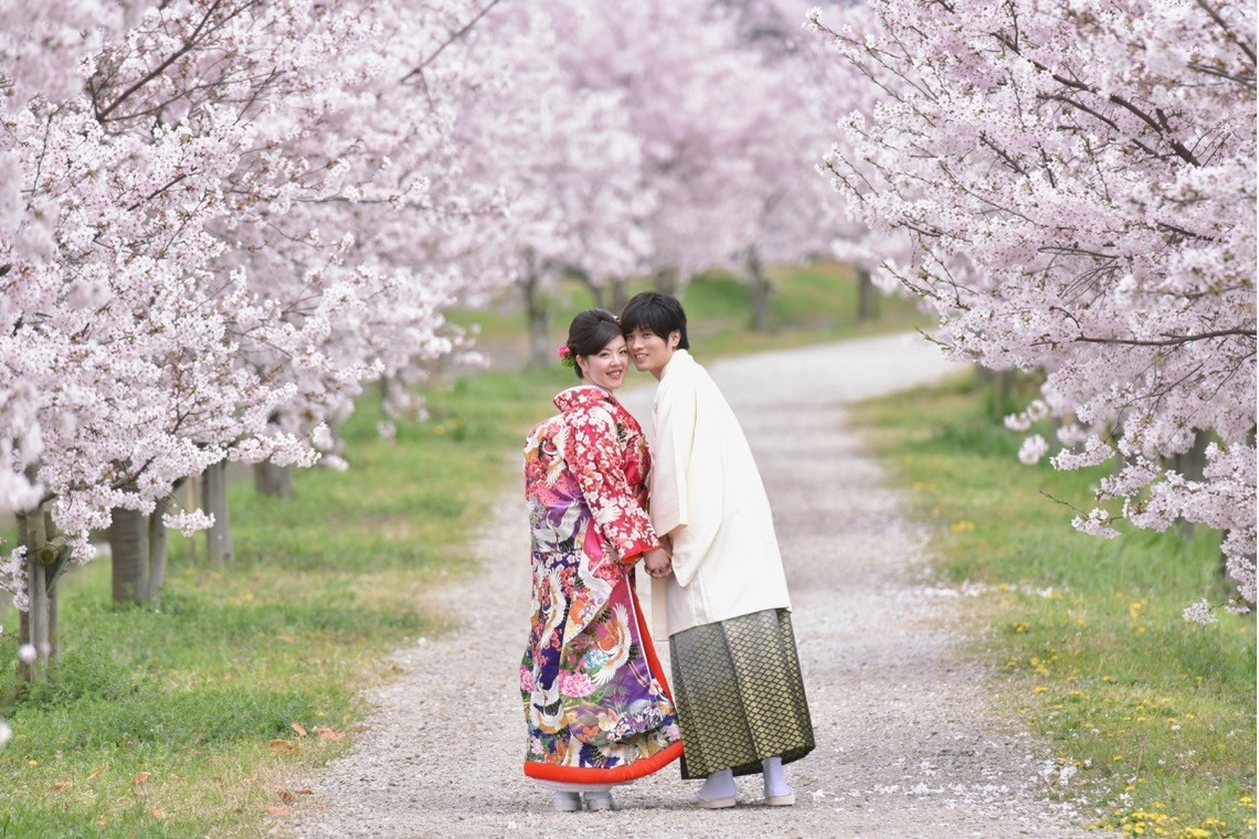 キキフォトワークスが撮影した「桜の季節の和装前撮り」の写真