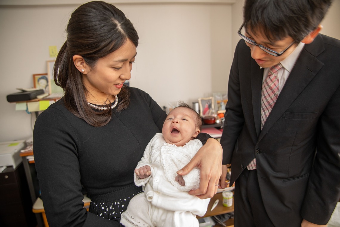 岩坪眞一郎が出張撮影した家族写真(キッズ,ベビーフォト)などが写った「下関お宮参り」の家族写真