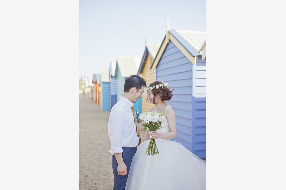 Rina Smile Photography（Rina Kakioka Kusters）が撮影した「海外ウェディング@Brighton Beach, Melbourne」の写真