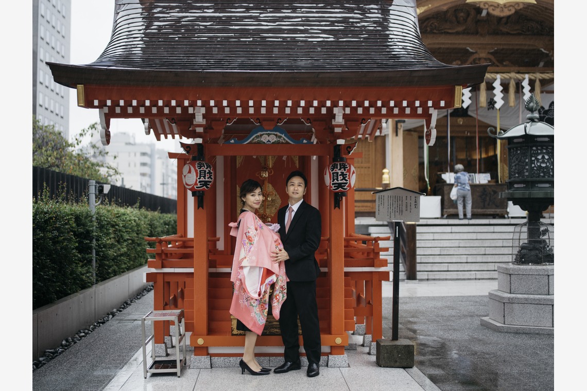 植村由理が出張撮影した家族写真(キッズ,ベビーフォト)などが写った「お宮参り at 水天宮」の家族写真