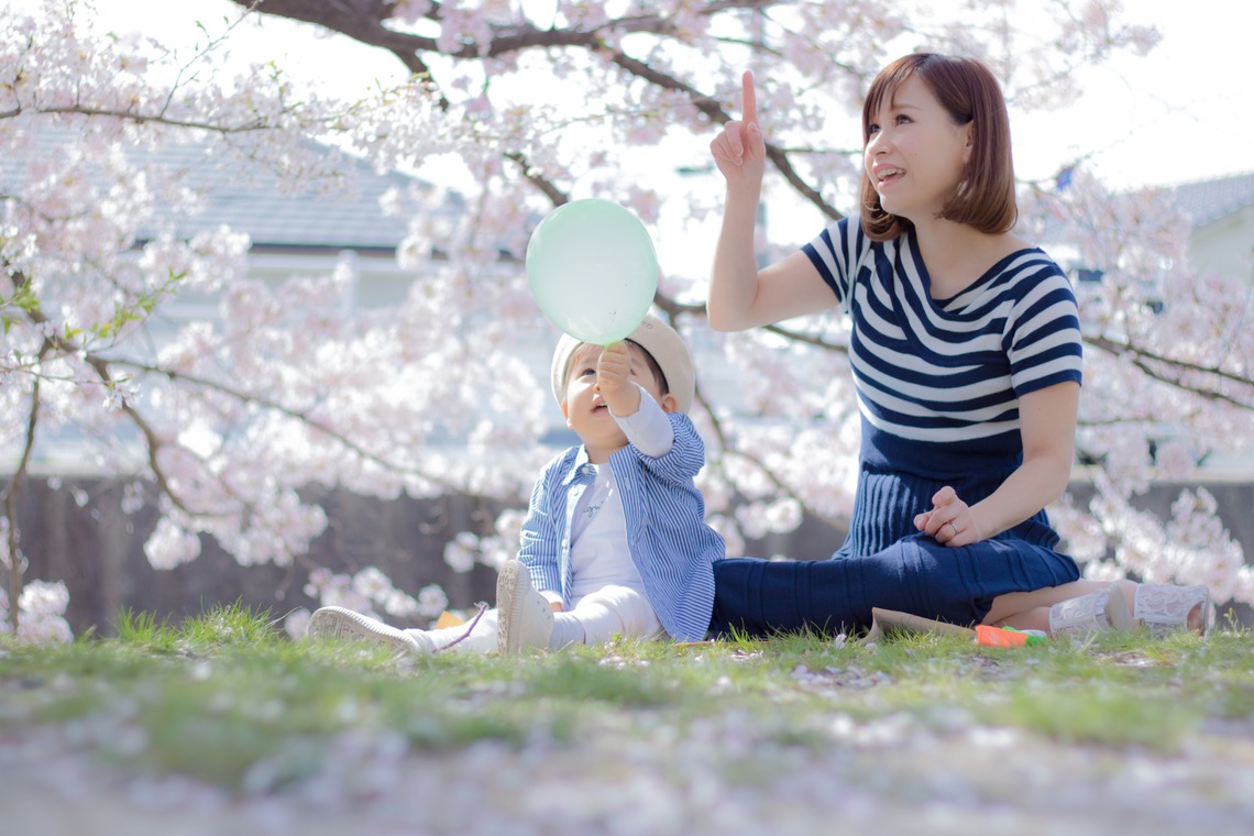 ゆのみふぉとが撮影した家族写真の出張撮影のアルバム「桜とお写真」
