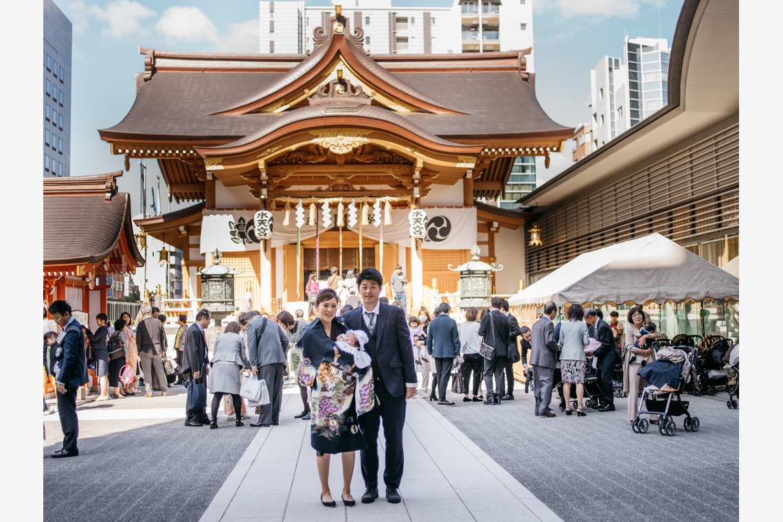 植村由理が出張撮影した家族写真(キッズ,ベビーフォト)などが写った「お宮参り　＠水天宮」の家族写真