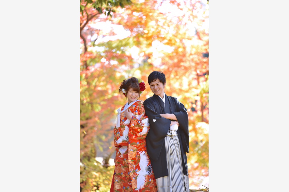 キキフォトワークスが撮影した「秋の奈良公園で和装前撮り」の写真